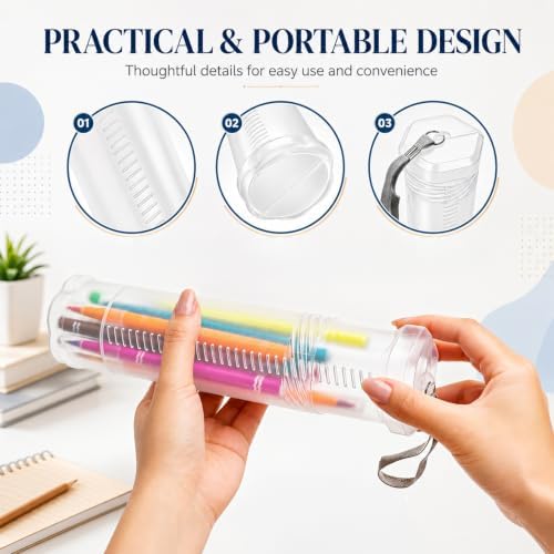 8 Pack Extendable Paint Brush Case, Plastic Telescopic Pencil Tube Holder, Clear Watercolor Pen Storage Organizer, Portable Makeup Tool Container for Drawing Tools Art Supplies Travel