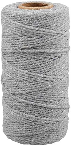 jijAcraft Gray Twine String, 328 Feet Soft Cotton Butcher Twine String for Gift Wrapping, DIY Crafts, Cooking, Home Decoration String, Art Gardening, Package