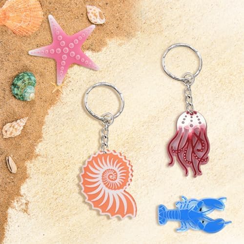 2Pcs Sea Animal Pendant Molds Turtle Shell Keyring Silicone Molds for Epoxy Resin Jewerly Pendant Making Casting Mold for DIY Necklaces Resin Charms