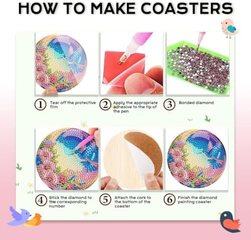 Leatrice 8 PCS Small Diamond Art Coasters Diamond Painting Kits for Adults
