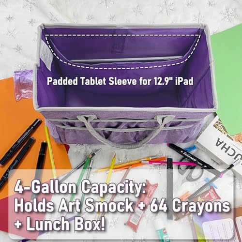 Cupohus Craft Organizer Tote Bag – Foldable Large Capacity Supply Storage Bag – Use as Baby Diaper Organizer, Craft Supply Holder, Car Trunk Basket, or Breast Pump Storage