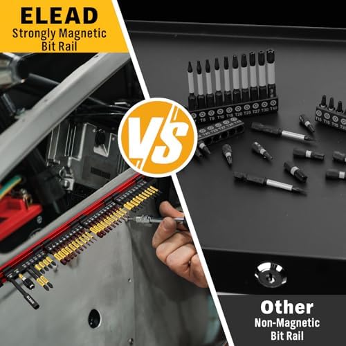 ELEAD 38-Piece Hex | Torx | Phillips Screwdriver Bit Set with 2.5” & 4” Bit Holder, Magnetic Bit Storage Rail, Allen Wrench Drill Bit Set, Tamper Proof Star Bit Set, S2 Steel