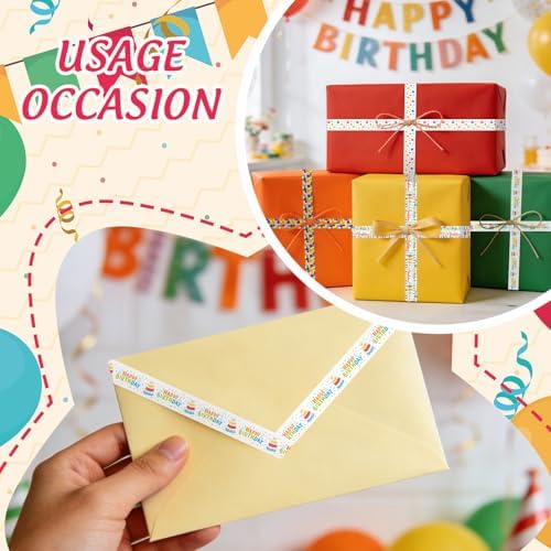 AnyDesign 12 Rolls Happy Birthday Washi Tape Masking Tape Set Colorful Candle Balloon Banner Decorative Wrapping Paper Tapes for Scrapbook Journal DIY Art Crafts