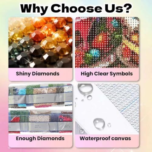 SUHEFAFA Cat Diamond Art Kits for Adults Beginners 12×12inch