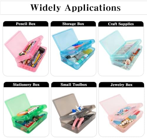 Pencil Case, Double Layer Large Capacity Plastic Pencil Box, Clear Crayon Box, Hard Pen Boxes with Snap-tight Lid, Storage Art Craft Box Marker Organizer for Kids Boys Offices School Supplies