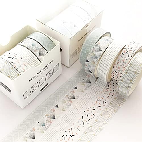 5 Rolls Washi Tape Set Creative Basic Skinny Decorative Tapes for Arts, DIY Crafts, Journals, Planners, Scrapbooking, Wrapping (Pine Mist)