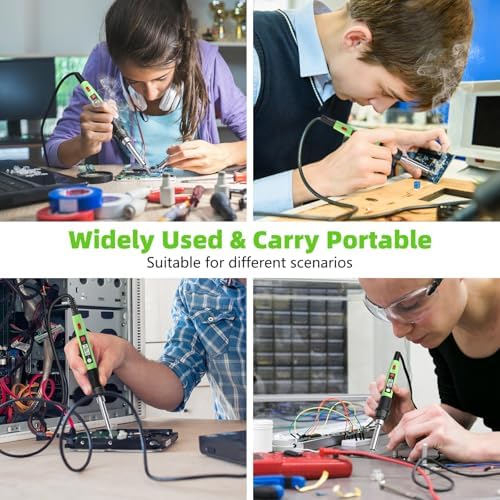Soldering Iron Kit, 80W 110V LCD Digital Solder Iron Pen with Ceramic Heater, Portable Welding Tools with 5pcs Tips, Stand, Solders Wire, Sponge, Paste, for Metal,Electric Repairs, DIY, Green