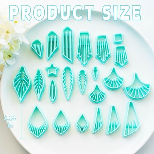 TAINSKY Leather Polymer Clay Cutters, Boho Clay Cutters, Multiple Clay Cutters for Polymer Clay Jewelry, 20 Pcs Tip Polymer Clay Cutters for Earrings