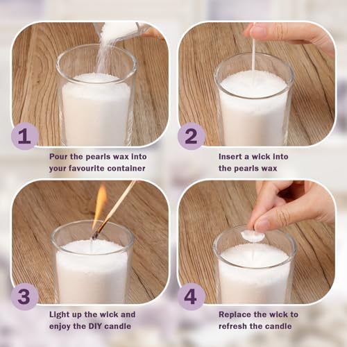 SCENTORINI Pearled Candle, 25.5 oz White Candle Sand with 15 Wicks