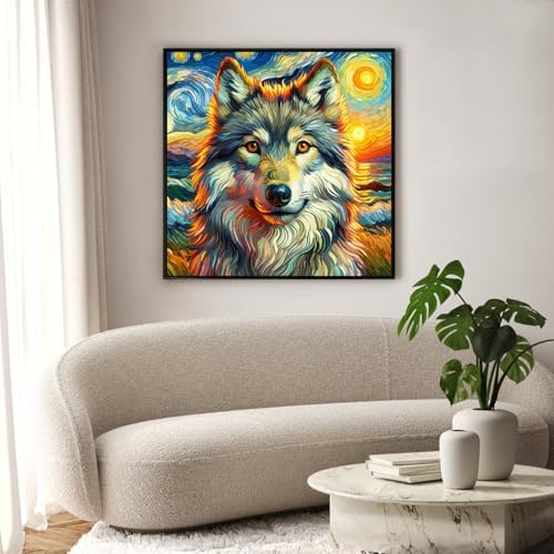 Okarina Diamond Art Kits for Adults & Beginners, Wolf Diamond Painting Kit