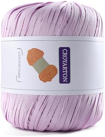 Raffia Ribbon Yarn for Crochet, Purple Cotton Yarn for Crocheting Beach Hat