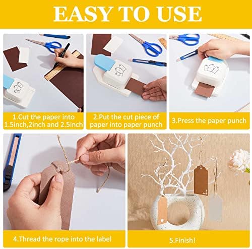 Lewtemi 3 in 1 Craft Tag Punch, 1.5/2/ 2.5" Gift Tag Paper Punches for DIY