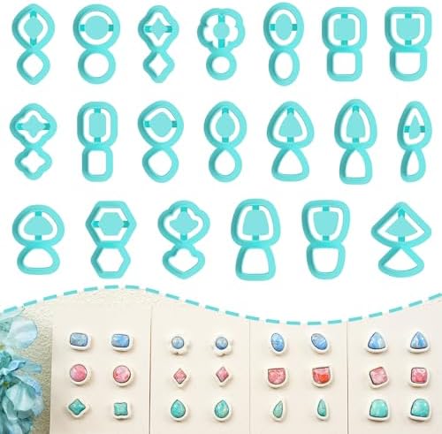 Tainsky 20 Shapes Embedded Polymer Clay Cutters - Gem Studs Clay Jewelry Making Tools, Earring Cutters (Studs)