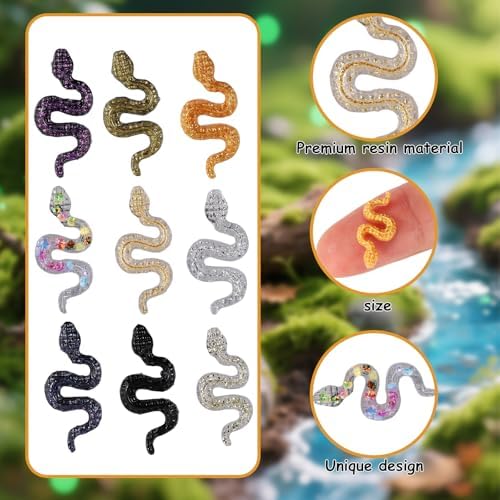 210pcs Mini Resin Snakes, Miniature Resin Animal Figurine, Tiny Fake Snakes