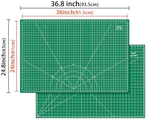 Ecraft 2-Pack 24"x36" Self-Healing Sewing Mat: Large Double-Sided Green 5-Ply Hobby Mat, A1 Rotary Cutting Mat for Sewing, Quilting & Fabric Crafts
