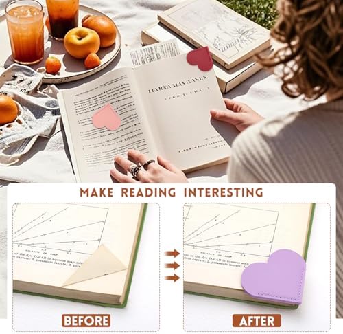 18 Pcs Leather Heart Bookmarks, Cute Corner Bookmarks for Women