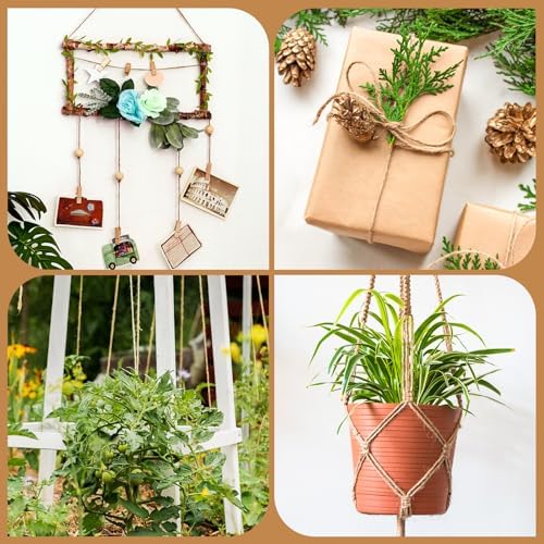 XSEINO 1800 Feet Natural Jute Twine Strong Garden Twine Rope for Arts Crafts Gift Wrapping Gardening Tomato Climbing Plant Tie Floristry Packing Decor