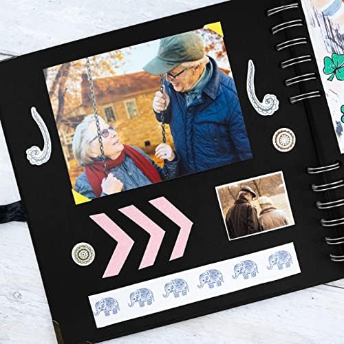 Scrapbook Album, 60 Pages, 8 x 8 Inch, Black Photo Album, Scrap Book | Hardcover with Thick 250 GSM Kraft Paper, Ideal for Your Scrapbooking Albums, Art & Craft Projects (Black, 8 x 8 Inch)