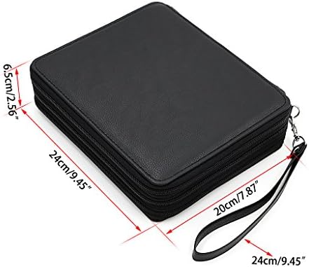BTSKY Deluxe PU Leather Pencil Case For Colored Pencils - 120 Slot Pencil Holder with Handle Strap Handy Colored Pencil Box Large(Black)