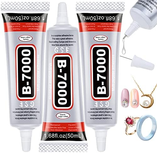 B7000 Glue for Rhinestones Crafts, 3PCS Clear B-7000 Super Jewelry Glue