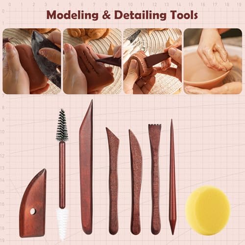 36PCS Pottery Tools and Supplies, Ceramic Polymer Tools Kit, Clay Tools Sculpting Set for Pottery Kiln, Pottery Wheel, Carving, Shaping, Dotting, Molding, Modeling, Air Dry Clay, Crafting Supplies