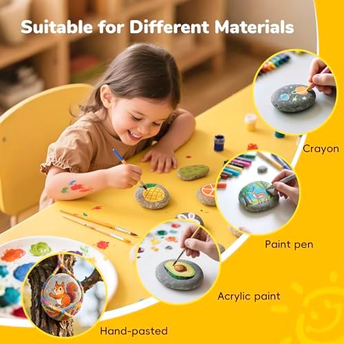 Simetufy 100Pcs River Rocks for Painting 3-4 Inch Large Flat Smooth Stones