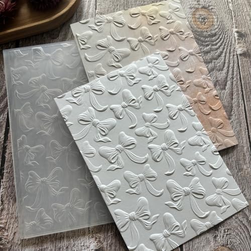 Bow Knot Ribbon 3D Embossing Folder, Elegant Gift Bow Textured Plastic Stencil for DIY Scrapbooking Card Making Paper Crafts