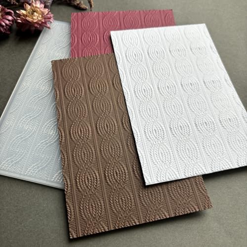 Vertical Cable Knit Wavy Weave 3D Embossing Folder, Braided Sweater Texture Plastic Stencil for DIY Scrapbooking Card Making Paper Crafts