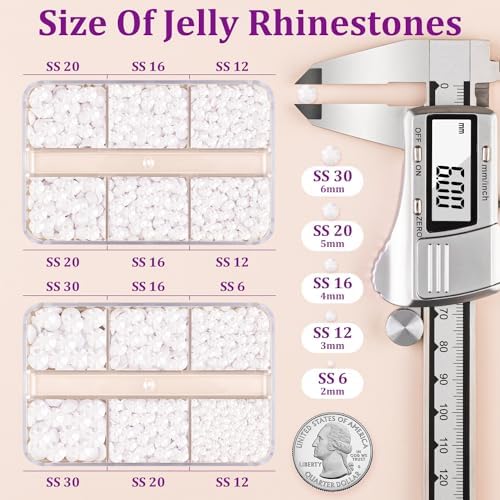 Resin Jelly Rhinestones for Crafting with B7000 Jewelry Glue, 2 Boxes White Flatback Crystals with 2Pcs 10ml Glue, Bedazzling Non Hotfix Gems for DIY Tumblers Clothing Shoes Manicure