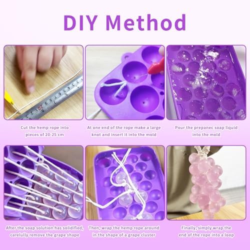2 Pcs Silicone Soap Molds, DIY Grape Soap Making Kit for Beginners, Grape Soap Molds for Gift, Home Decor (Without Soaps) (Purple)