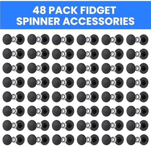 NiArt Fidget Spinner Bearings with Caps 48 Pack, Chrome Steel DIY Set