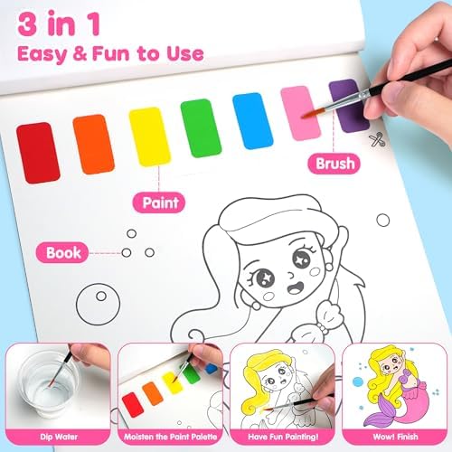 ZIZZ Paint with Water Coloring Books for Toddlers 3PCS Water Painting Sets