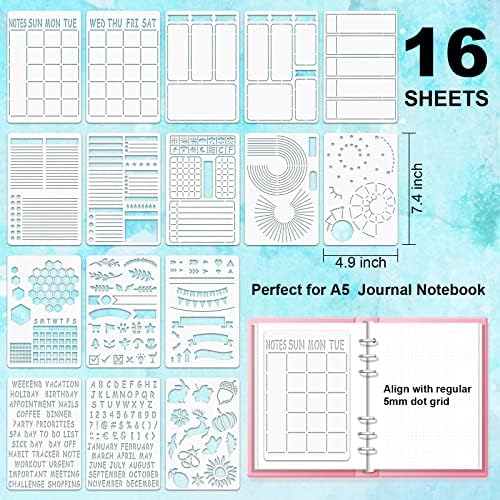 ALODNY 16 Pcs Journal Stencils Set - Time Saving Bullet Journaling Supplies/Accessories Kit -Ultimate Productivity Planner Stencil for Bullet Journal Stencils A5 Dotted Journals | Time Saving Bullet Journal Supplies Kit-Back to School Supplies Planner ...