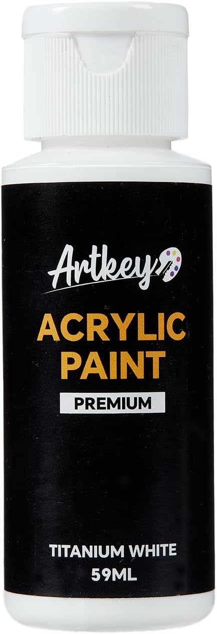 Artkey White Acrylic Paint - 2oz/59ml Acrylic Paints Professional Artists Painting Kit for Canvases Fabric Rock Leather Easter Egg Wood Ceramic Glass Art Craft Painting