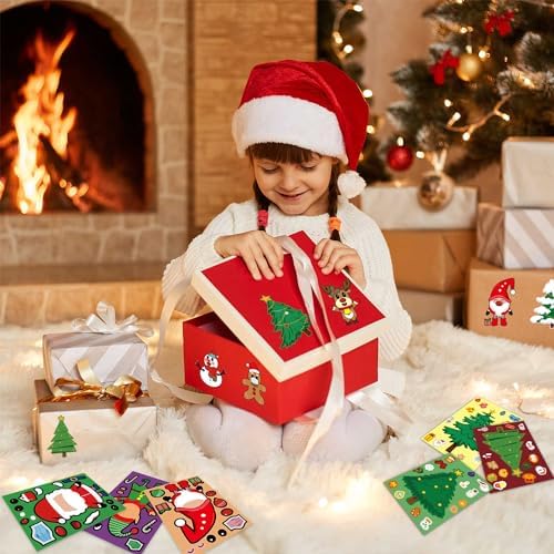SmilinFit Christmas Stickers for Kids, Make Your Own Christmas Crafts Party Favors for Kids Boys Girls, Holiday Stickers Party Games Activities Goody Bag Stuffers Gifts