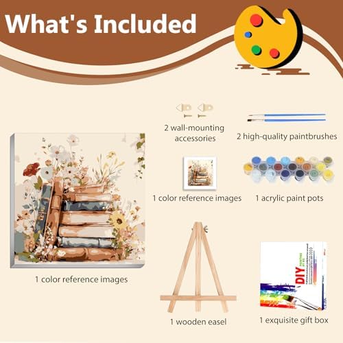 Reivworl Framed Book Paint by Numbers Kit for Adults Beginner 10×10 inch