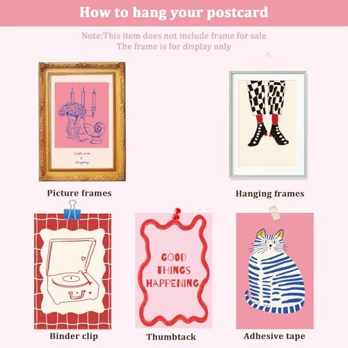 64Pcs Pink Coquette Room Decor Postcards, 4x6 Post Cards for Mailing, Coquette Posters Wall Collage Kit for Teen Girls Room Decor, Trendy Pink Wall Decor Aesthetic