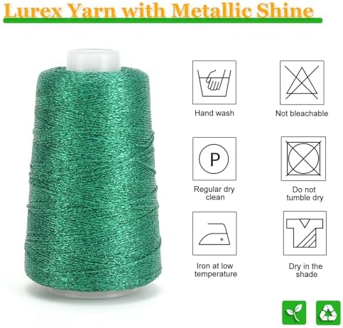 Metallic Crochet Thread, 80g Lurex Yarn for Charms(Green)
