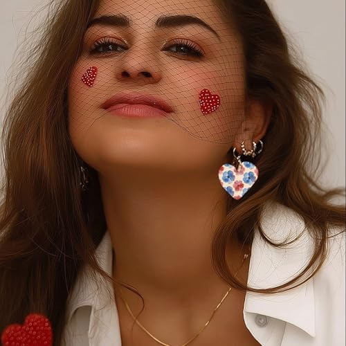OLYCRAFT 24Pcs Independence Day Clay Transfer Paper 4 Styles Transfer Paper for Polymer Red Blue Flower Polymer Clay Transfer Sheets Floral Transfer Paper for Clay Earrings Jewelry Making