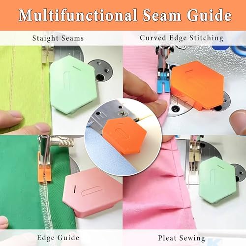3 Pack Magnetic Seam Guide for Sewing Machine with 60pcs Sewing Clips Guide with Scale Sewing Supplies(Green,Orange and Pink)