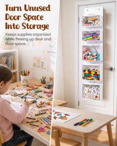 Over the Door Organizer, Hanging Craft and Art Supply Storage, White