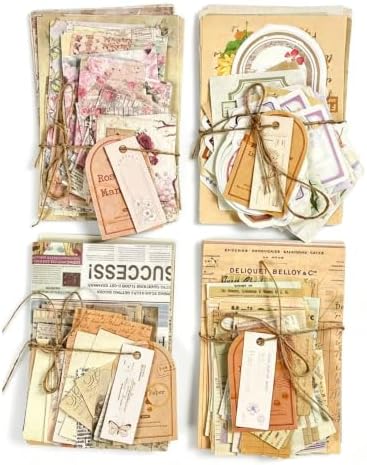 Alideco 400pcs Scrapbook Paper Vintage Flower Butterfly Border Scrapbooking Paper for Journaling Supplies, Decorative Craft Paper for Junk Journals (jiyiyoudiju)
