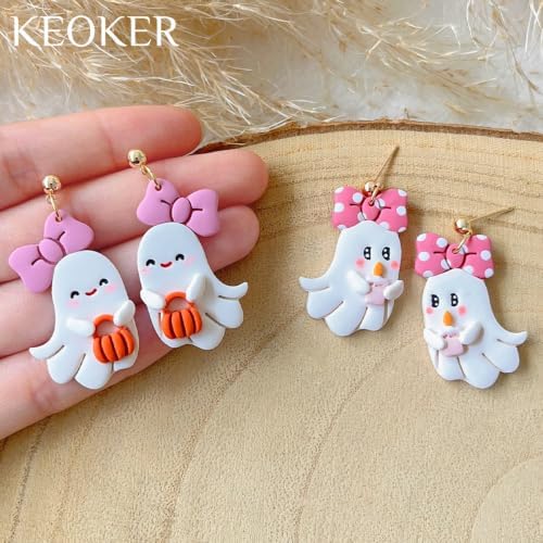 Keoker Cute Ghost Clay Cutters for Polymer Clay Jewelry, Halloween Polymer Clay Cutters Ghost, Fall Clay Earring Cutter