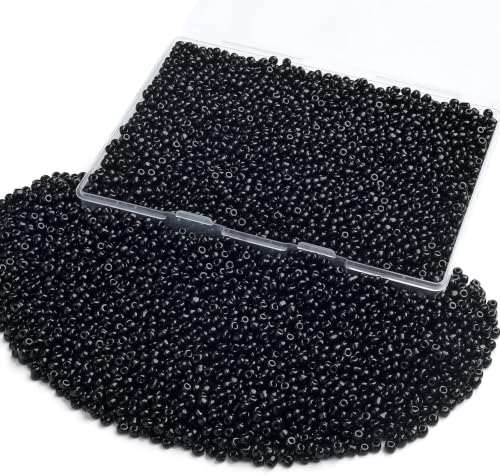 ZHIYUXI 3000Pcs 4mm Black Glass Seed Beads for Jewelry Making