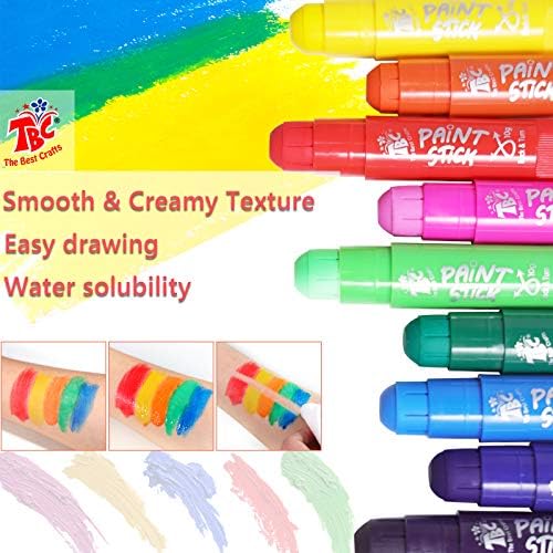 TBC The Best Crafts Paint Sticks for Kids Ages 2-8, 12 Classic Colors | Washable, Non-toxic, Tempera Paint Sticks for Crafts, Art Supplies, and Birthday Gifts
