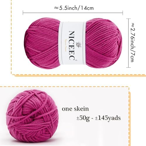 NICEEC 300g Soft Assorted Colors Yarn 100% Acrylic 870yds -Series 17