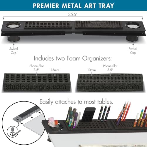 SD STUDIO DESIGNS Premier Art Supplies Metal Tray for Art/Craft Table, 36 Inch, Black