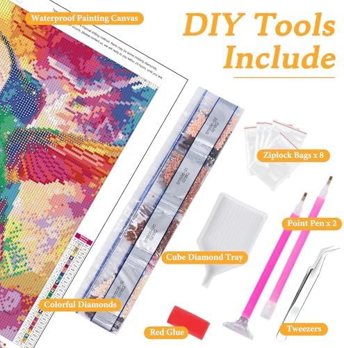Diamond Art Kits for Adults & Beginners, Hummingbird Diamond Painting Kit