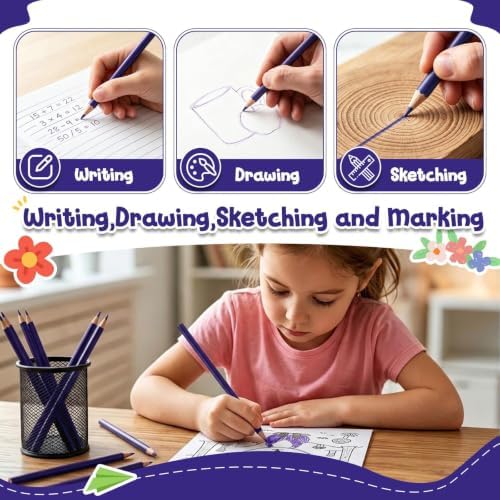12 PCS Purple Colored Pencils, Pre-sharpened Professional Wooden Art Pencils Set for Artists Painting | Premium Drawing Sketching Supplies
