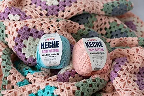 Keche Baby Cotton, 60% Cotton 40% Acrylic Yarn, Soft Cotton Yarn for Crochet and Knitting, Amigurumi Yarn 4 Skeins/Balls [1.76 Oz (50g) / 180 Yrds (165m)] x 2 Lavender